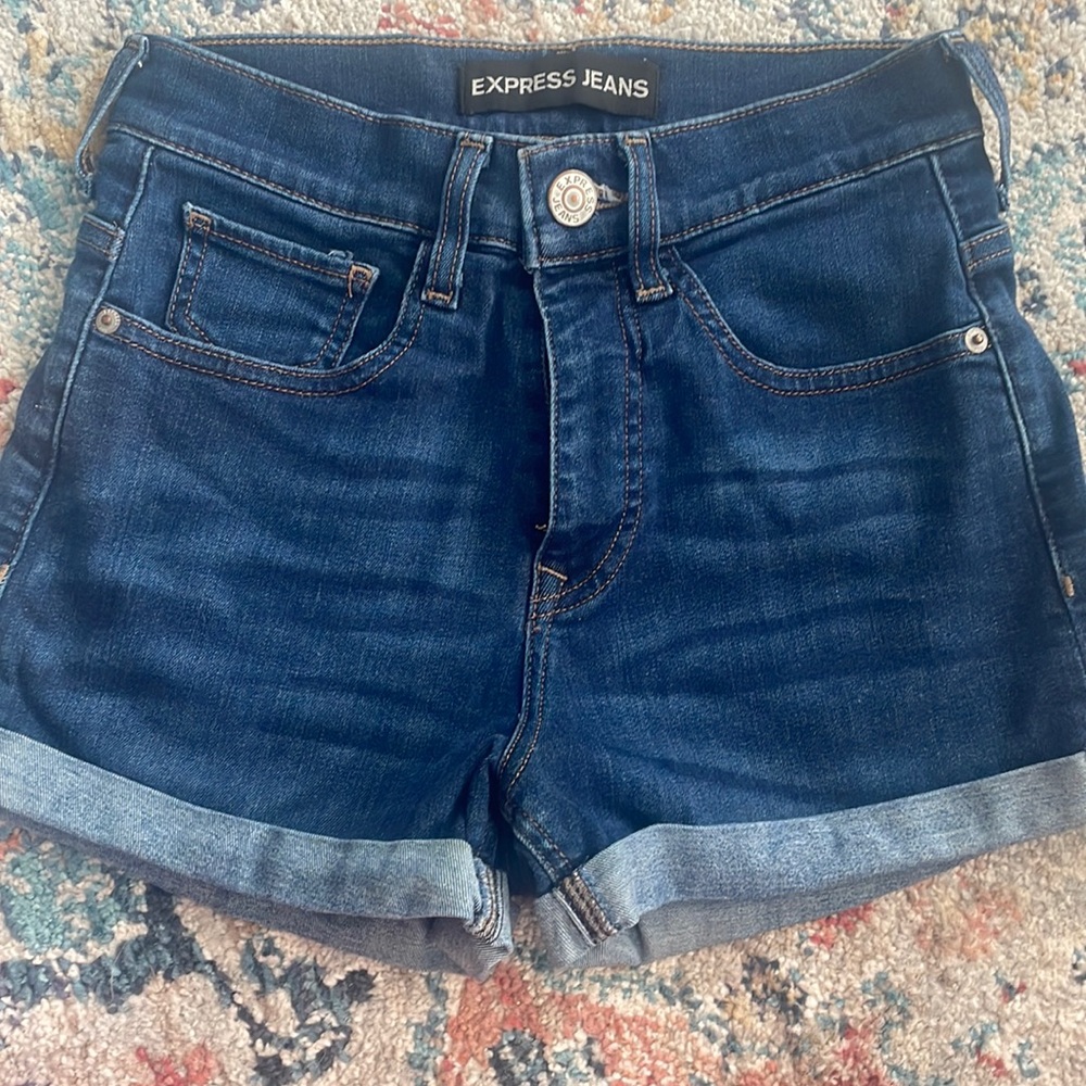 High waisted express jean shorts